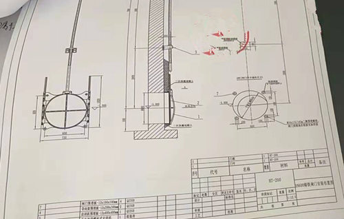 DN600铸铁圆闸门安装结构图