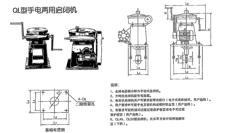 手电两用螺杆启闭机安装尺寸图