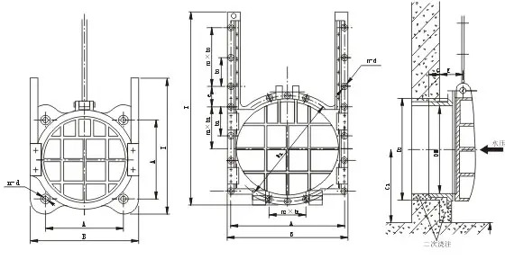 单向止水铸铁闸门结构图