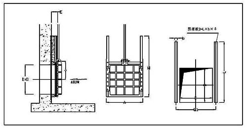 MXF型明杆式铸铁镶铜方闸门安装结构图