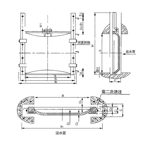 0.8*0.8PGZ铸铁闸门安装结构图