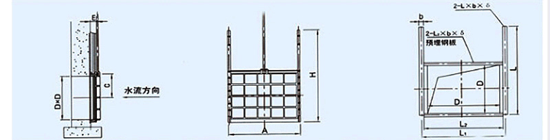 AFZ暗杆式铸铁方闸门安装尺寸图1200-2400mm